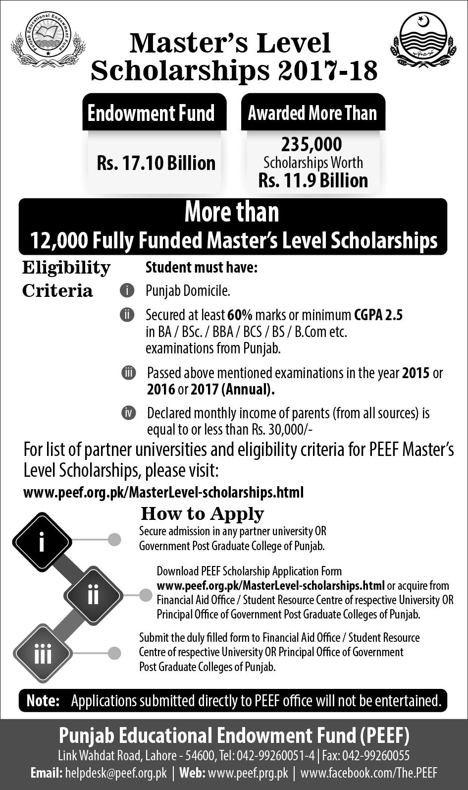 Peef Master Level Scholarship 